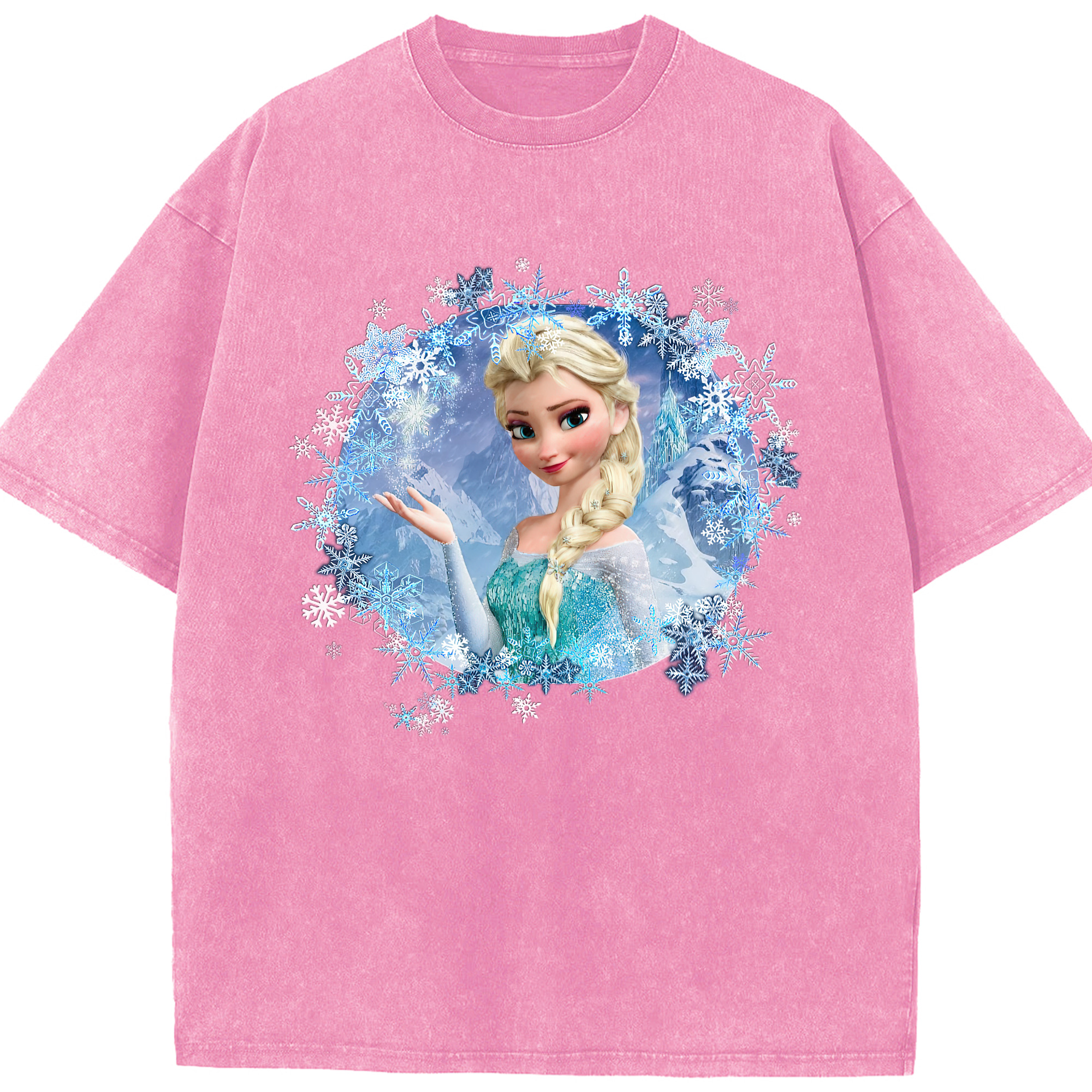 （画像用） アナと雪の女王 アンナ エルサ Frozen Anna Elsa 綿100% ヴィンテージ風 半袖Tシャツ（フロントプリント）